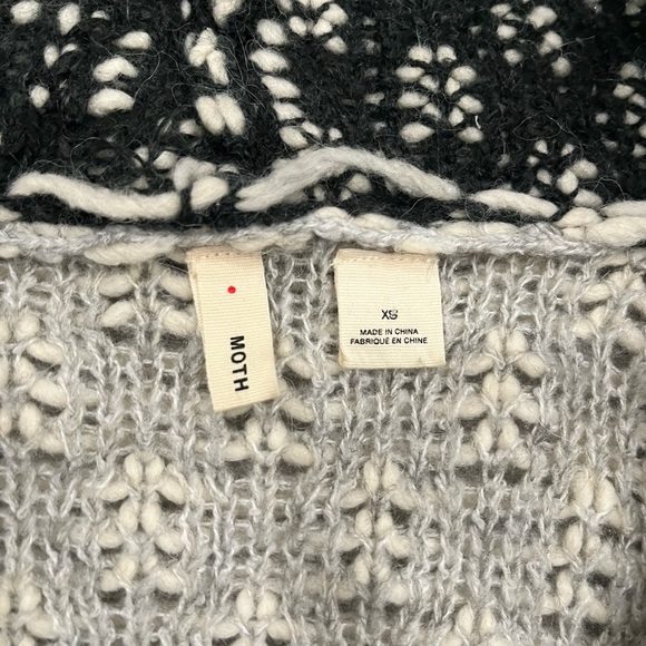 [XS]Moth Anthropologie Amba fringed Cardigan Sweater Wool Alpaca Gray Ivory - Picture 3 of 8
